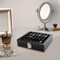 Ring Jewelry Organizer Box – 36 Slot Black Velvet Ring & Earring Display Case with Glass Lid, PU Leather Jewelry Storage Tray, Gift for Women & Girls